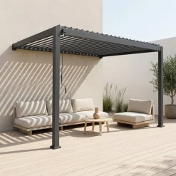 Muurpergola met lamellendak 4x3m verstelbare lamellen