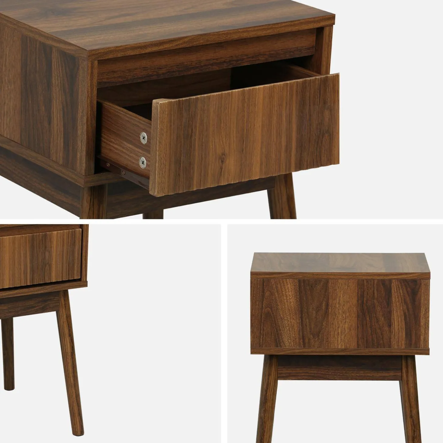 Nachtkastje hout decor 1 lade (set van 2)