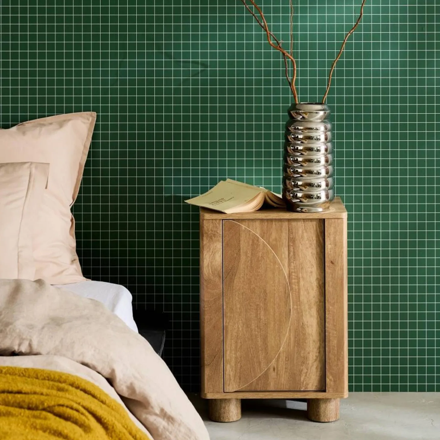 Nachtkastje houtdecor 1 omkeerbare deur