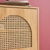 Nachtkastje hout en rietbeslag 1 deur (set van 2)