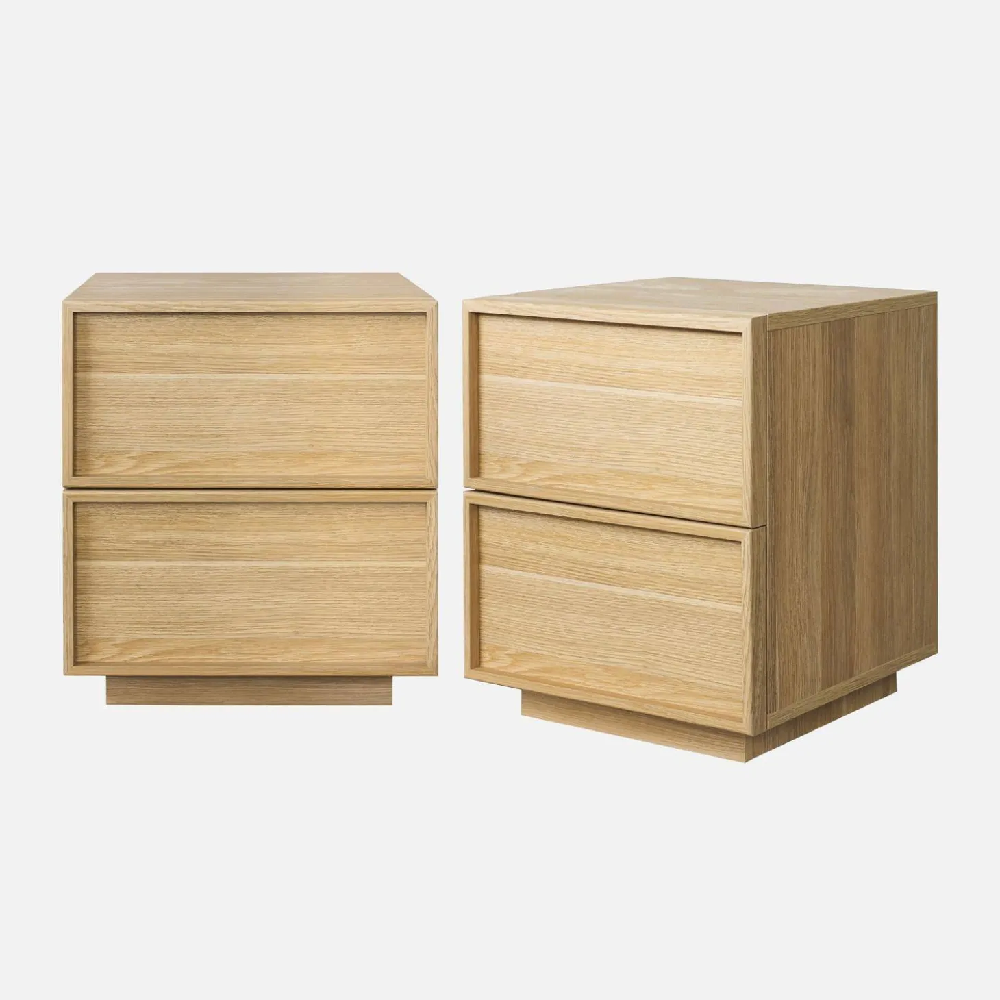 Nachtkastje houtlook 2 lades (set van 2)