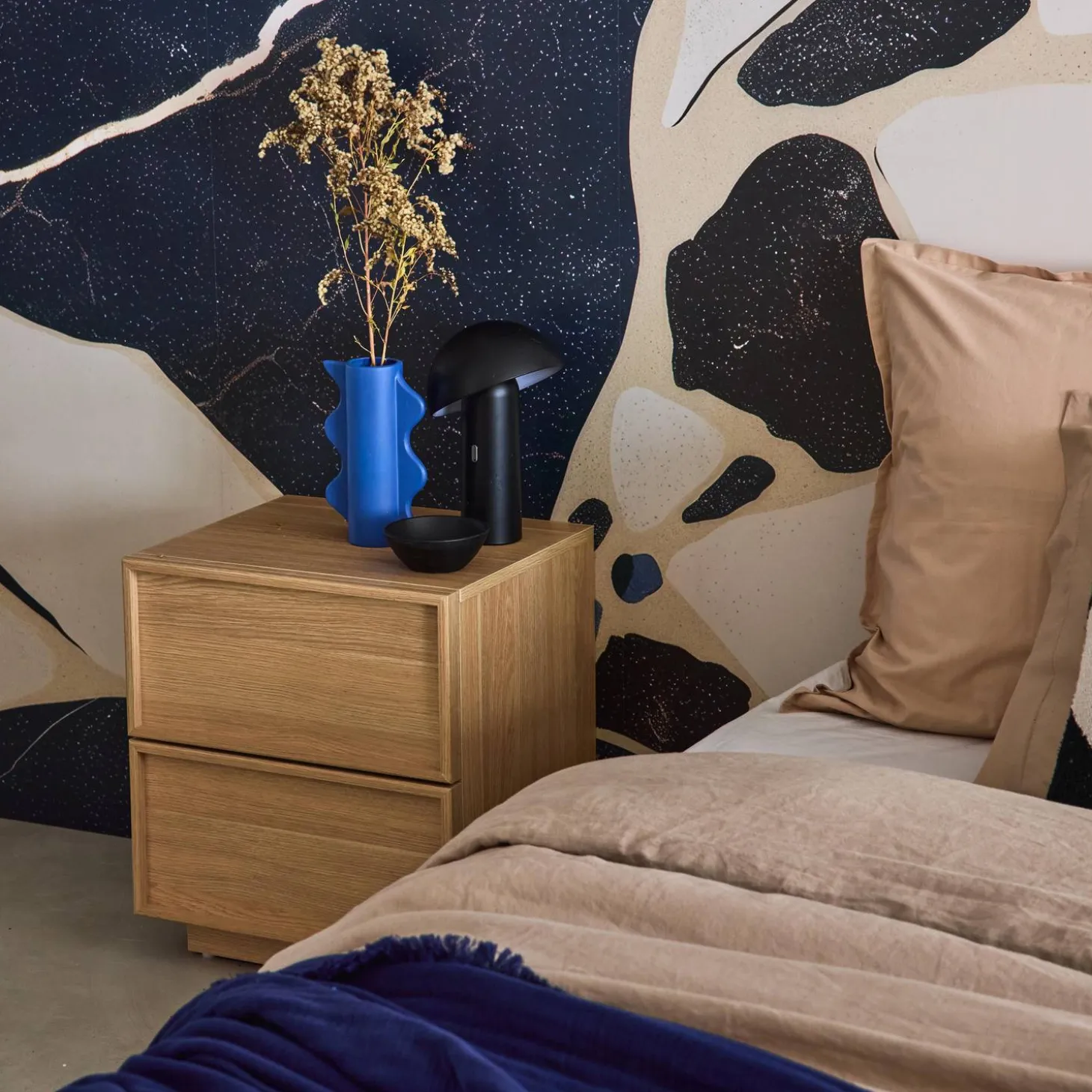 Nachtkastje houtlook 2 lades (set van 2)