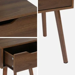 Nachtkastje in walnootkleurig hout, 1 lade