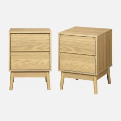 Nachtkastje met houteffect en twee laden