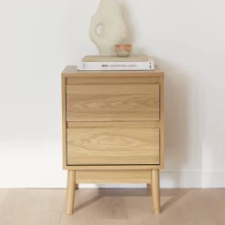 Nachtkastje met houteffect en twee laden