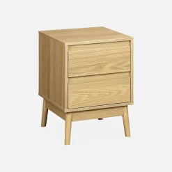 Nachtkastje met houteffect en twee laden