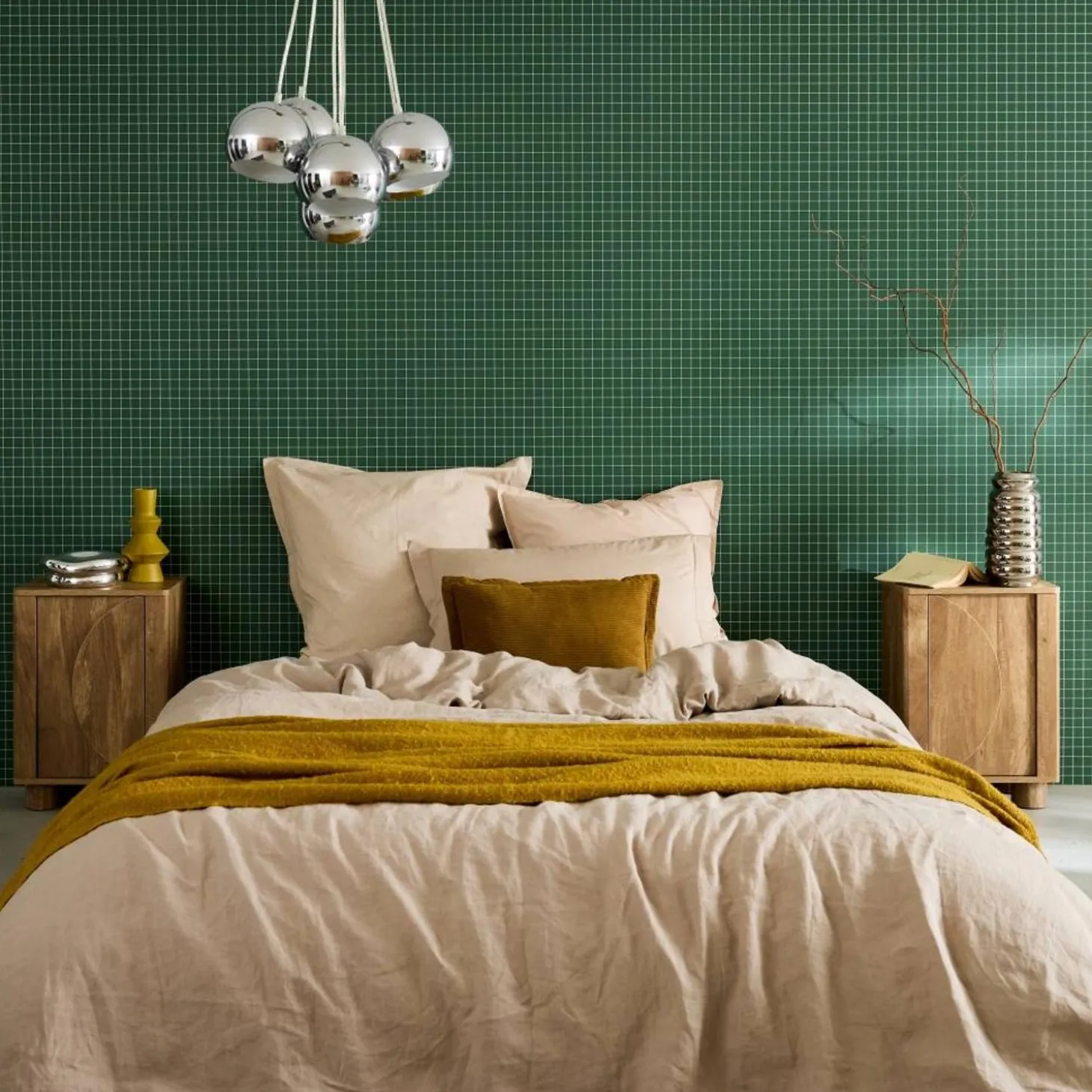 Nachtkastjes houtdecor 1 omkeerbare deur (set van 2)