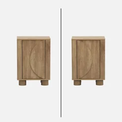 Nachtkastjes houtdecor 1 omkeerbare deur (set van 2)