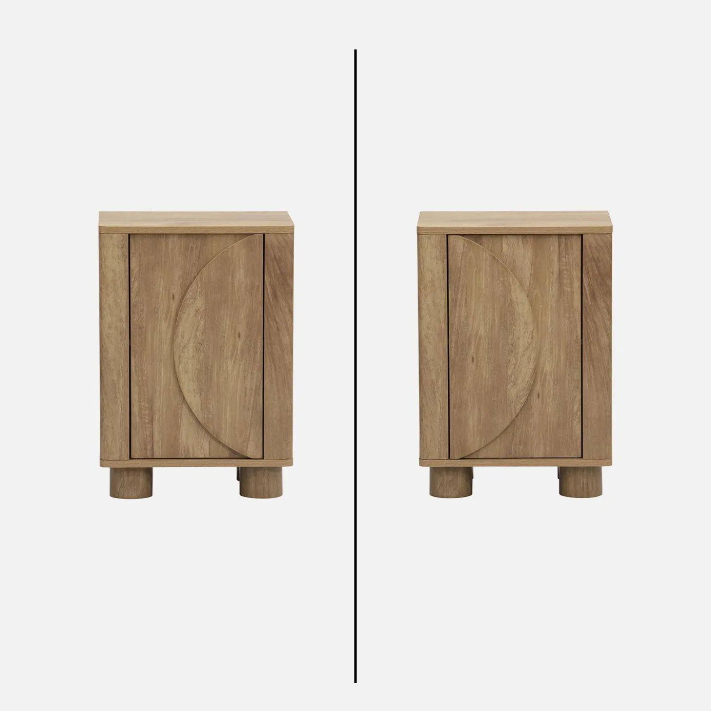 Nachtkastjes houtdecor 1 omkeerbare deur (set van 2)