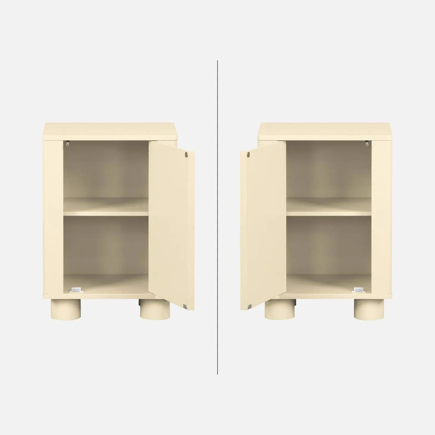 Nachtkastjes houtdecor 1 omkeerbare deur (set van 2)
