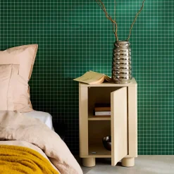 Nachtkastjes houtdecor 1 omkeerbare deur (set van 2)