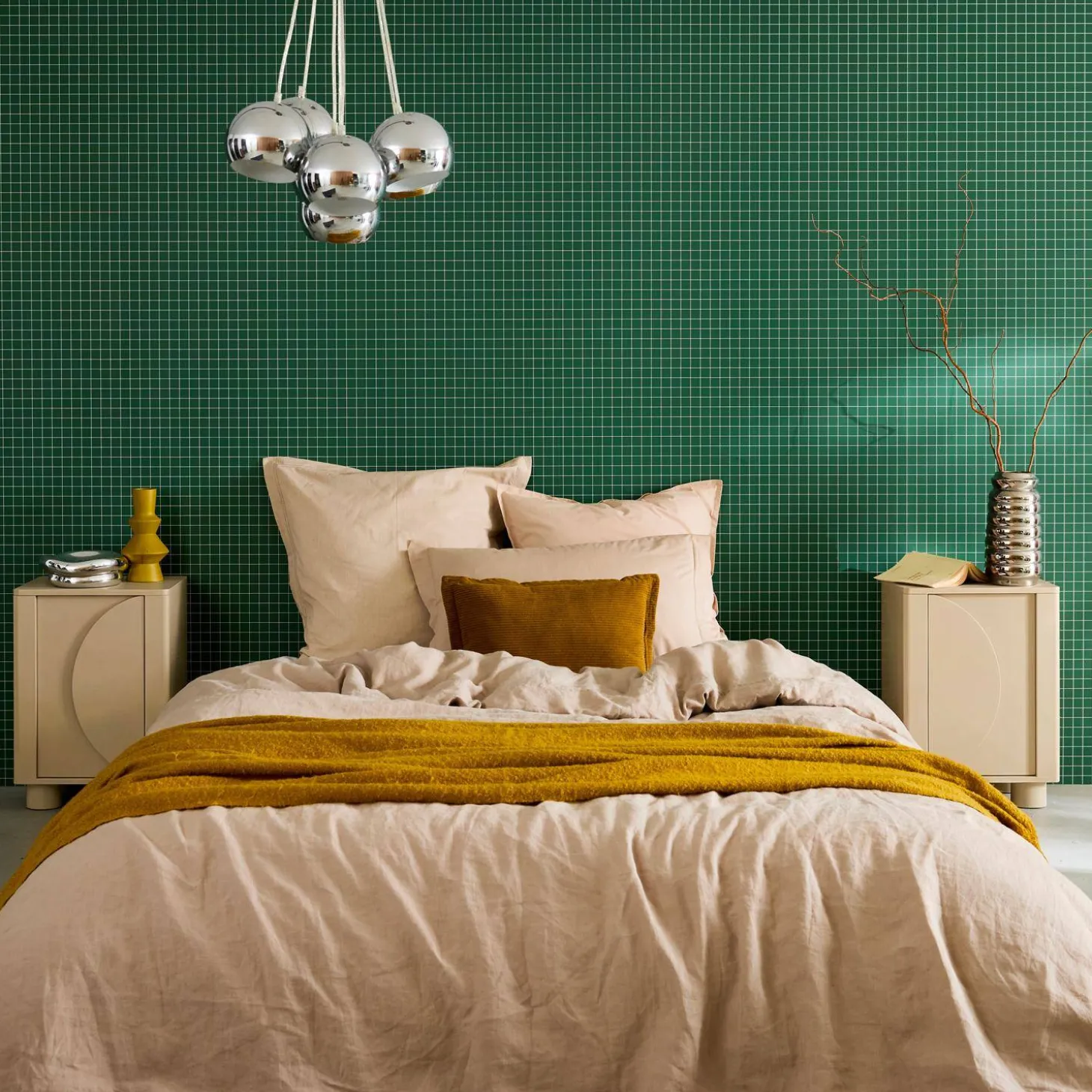 Nachtkastjes houtdecor 1 omkeerbare deur (set van 2)