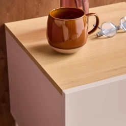 Nachtkastjes met lade en nisje metaal en houtdecor (set van 2)