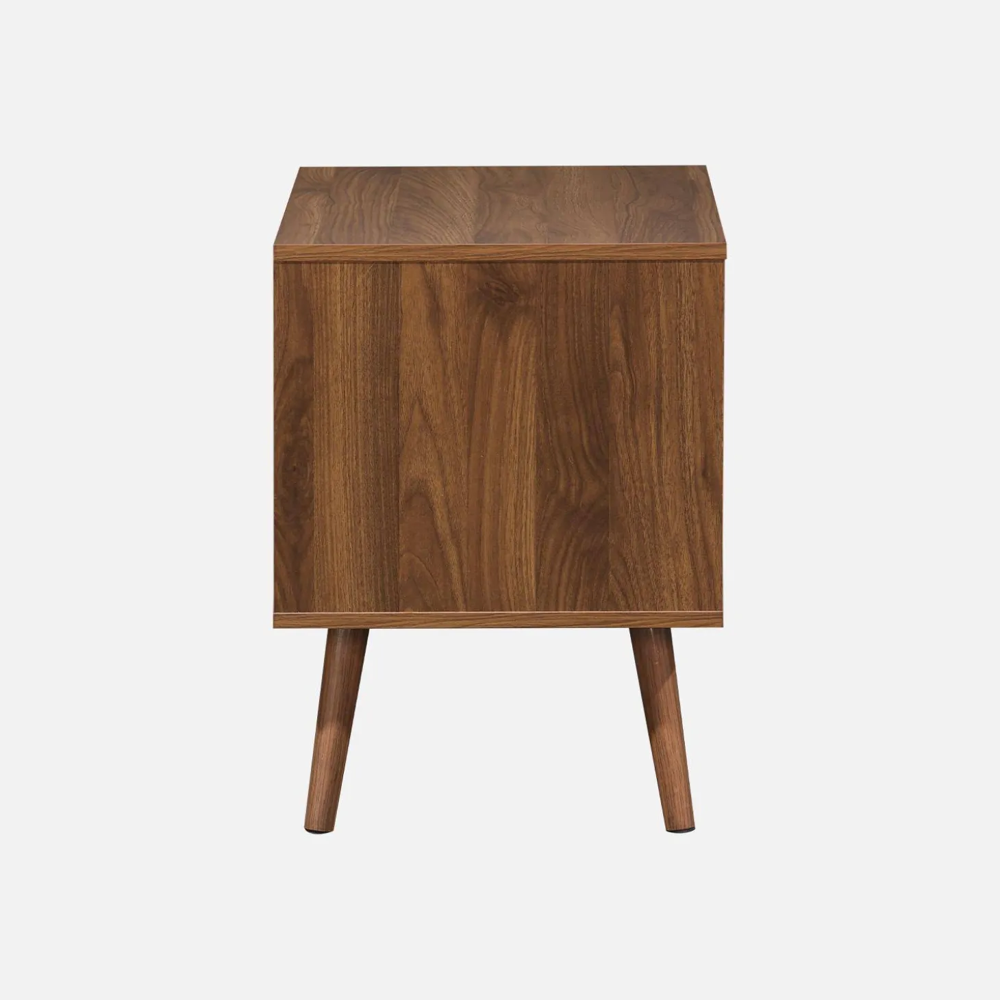 Nachtkastje van walnoot gebeitst hout, 2 laden (set van 2)
