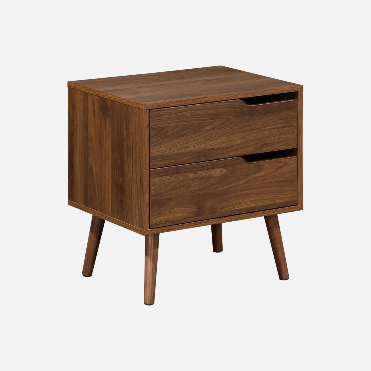 Nachtkastje, walnoot gebeitst houtdecor, 2 laden