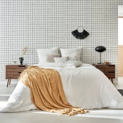 Nachtkastje, walnoot gebeitst houtdecor, 2 laden