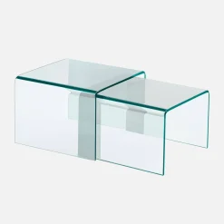 Nesttafels rechthoekig en vierkant gehard glas
