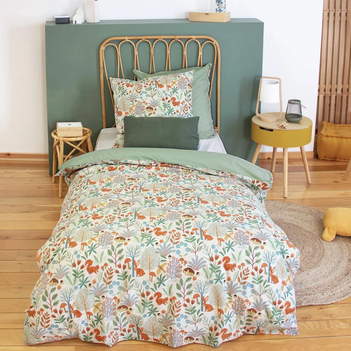 Omkeerbare beddengoedset, 1-persoons met herfstthema 140x200 cm