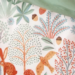 Omkeerbare beddengoedset, 1-persoons met herfstthema 140x200 cm