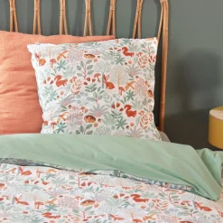 Omkeerbare beddengoedset, 1-persoons met herfstthema 140x200 cm