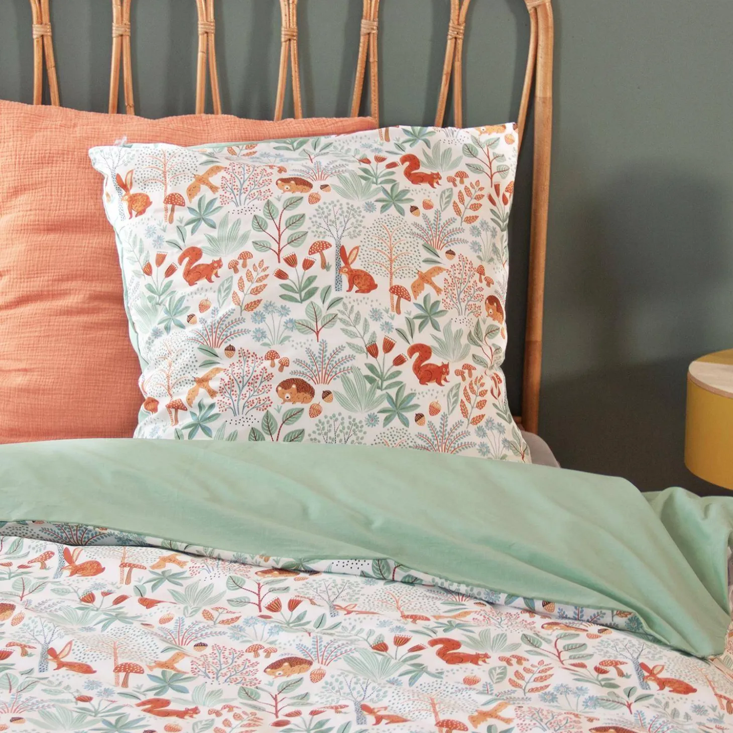 Omkeerbare beddengoedset, 1-persoons met herfstthema 140x200 cm