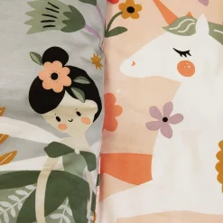 Omkeerbare dekbedset 1-persoons met eenhoorn/dans thema 140x200cm