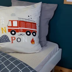 Omkeerbare 1-persoons dekbedovertrek brandweer thema microvezel 140 x 200 cm