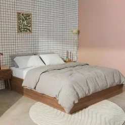 Opbergbed met lattenbodem 140x190cm houtdecor 2-persoons