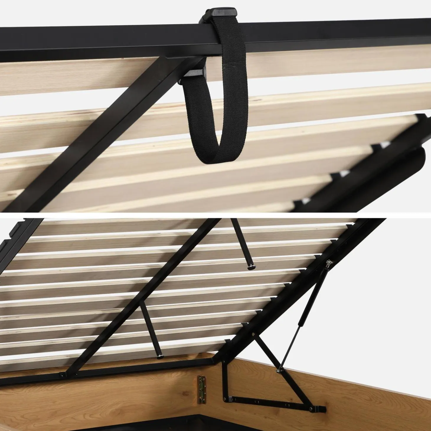 Opbergbed met lattenbodem 140x190cm houtdecor 2-persoons