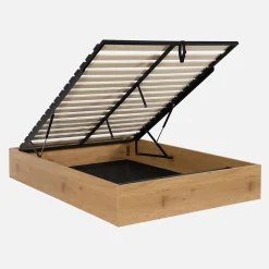 Opbergbed met lattenbodem 140x190cm houtdecor 2-persoons