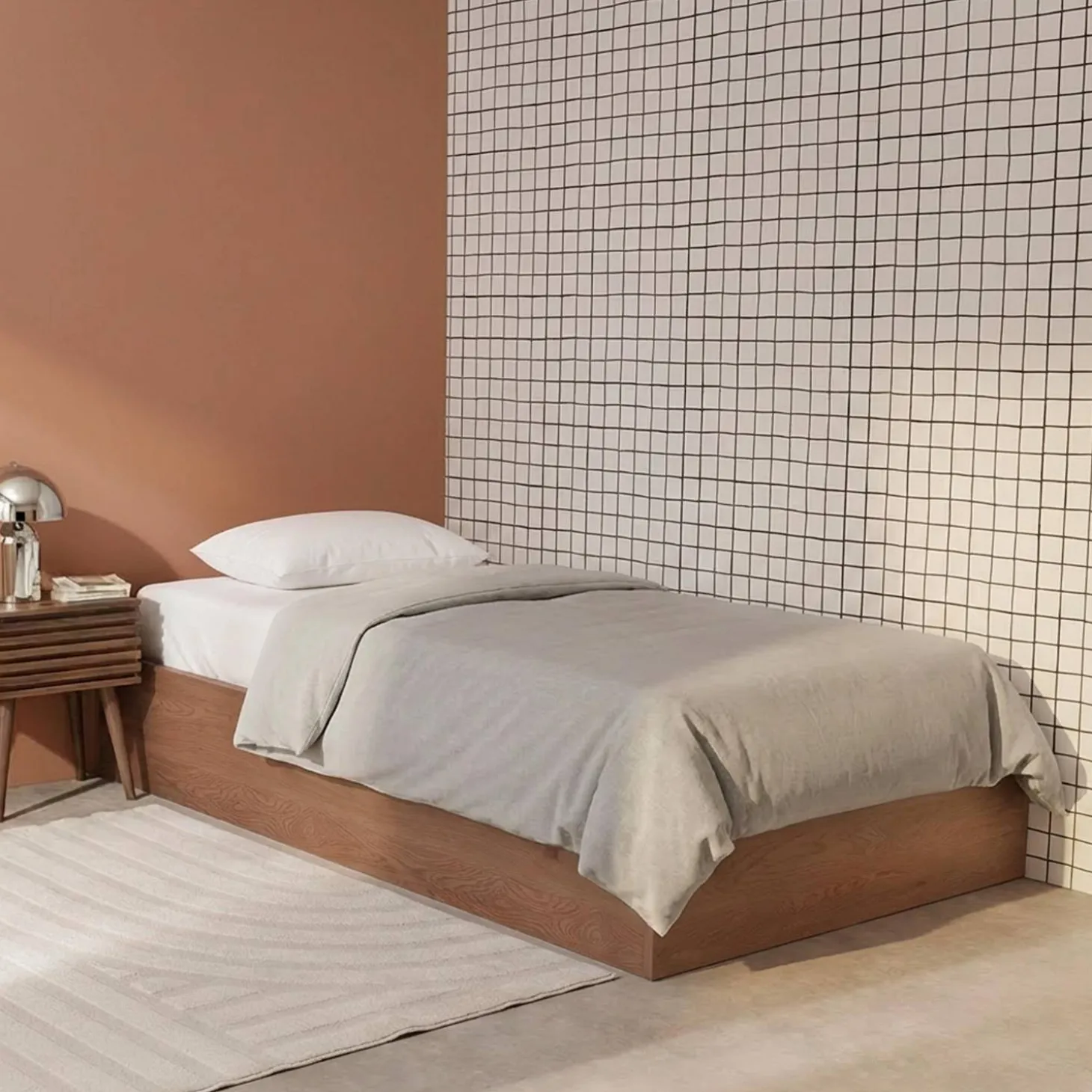 Opbergbed met lattenbodem 90x190cm houtdecor 1-persoons