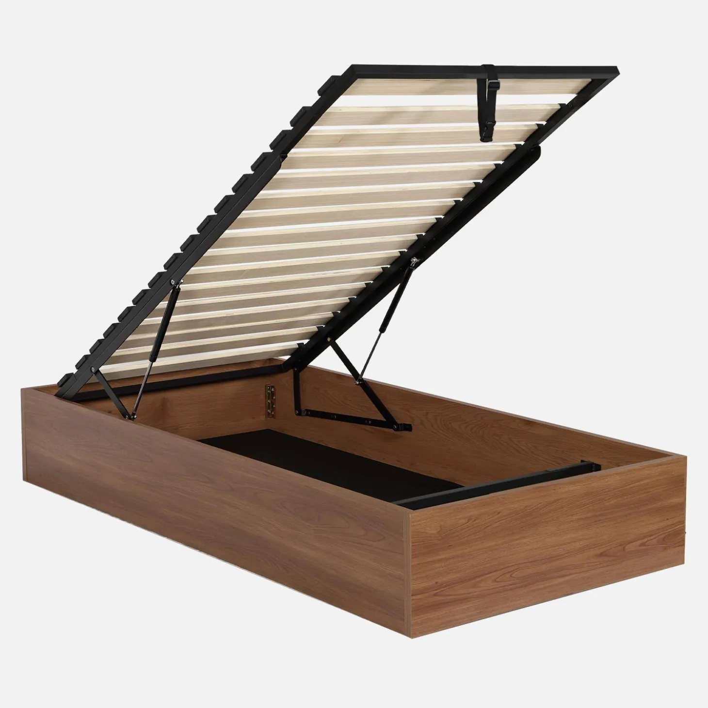 Opbergbed met lattenbodem 90x190cm houtdecor 1-persoons