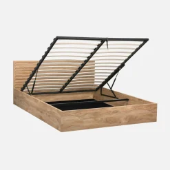 Opbergbed 160x200cm met lattenbodem en hoofdbord houtdecor