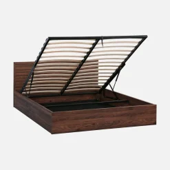 Opbergbed 160x200cm met lattenbodem en hoofdbord houtdecor