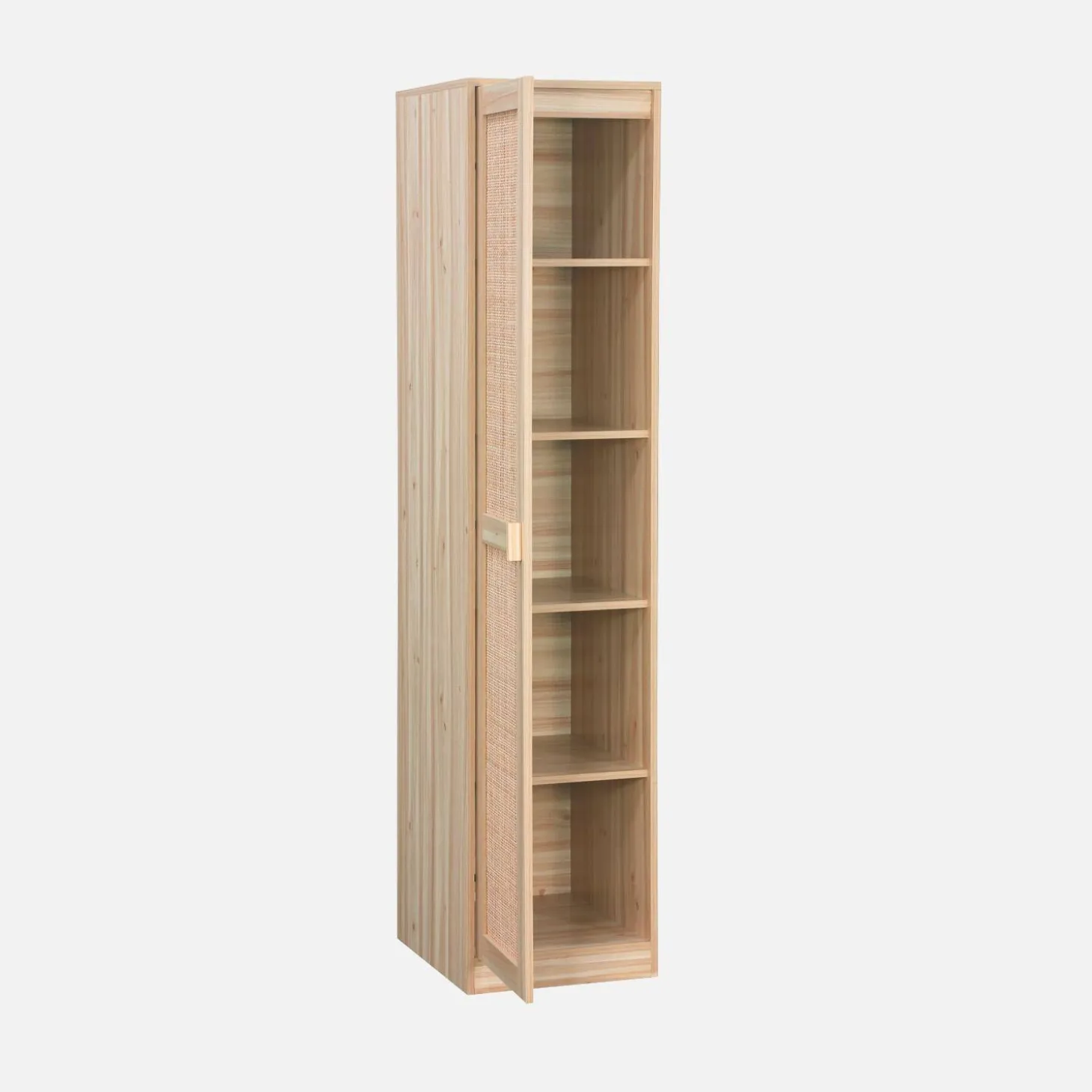 Opbergkast met 1 deur rotan en houteffect 40cm
