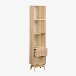 Opbergkolom met houtdecor 3 planken 2 lades