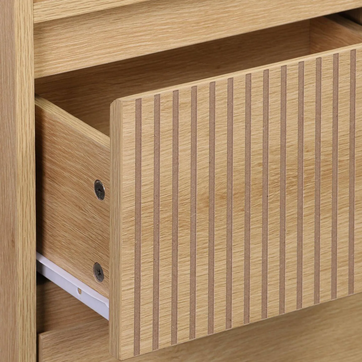 Opbergkolom met houtdecor 3 planken 2 lades