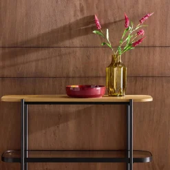 Open kastje met 3 niveaus metaal houtdecor en gehard glas