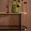 Open kast met 5 niveaus metaal houtdecor en gehard glas