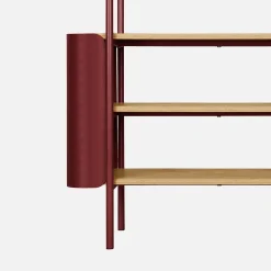Open kast 6 niveaus gebogen metaal en houtdecor