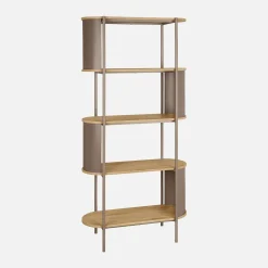 Open kast 5 niveaus gebogen metaal en houtdecor