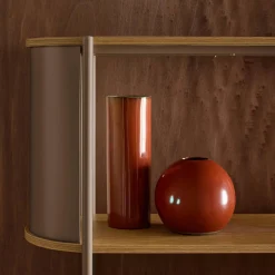 Open kast 5 niveaus gebogen metaal en houtdecor