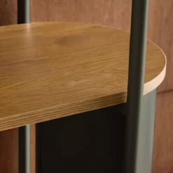 Open kast 5 niveaus gebogen metaal en houtdecor
