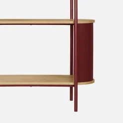 Open kast 5 niveaus gebogen metaal en houtdecor