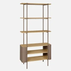 Open kast 6 niveaus gebogen metaal en houtdecor