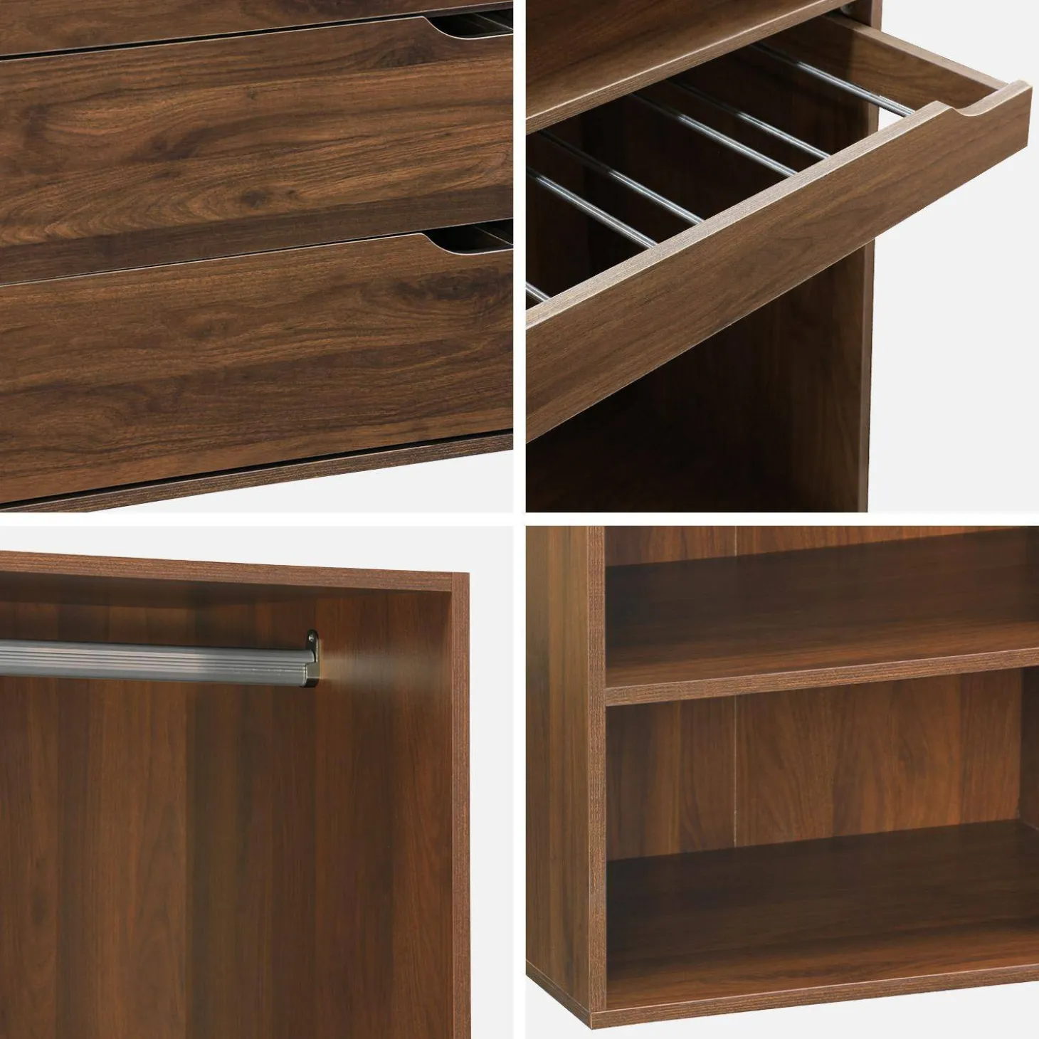Open kledingkast 3 modulaire modules 4 lades hangruimtes vakken