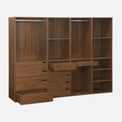 Open kledingkast 4 modulaire modules 9 lades hangruimtes vakken