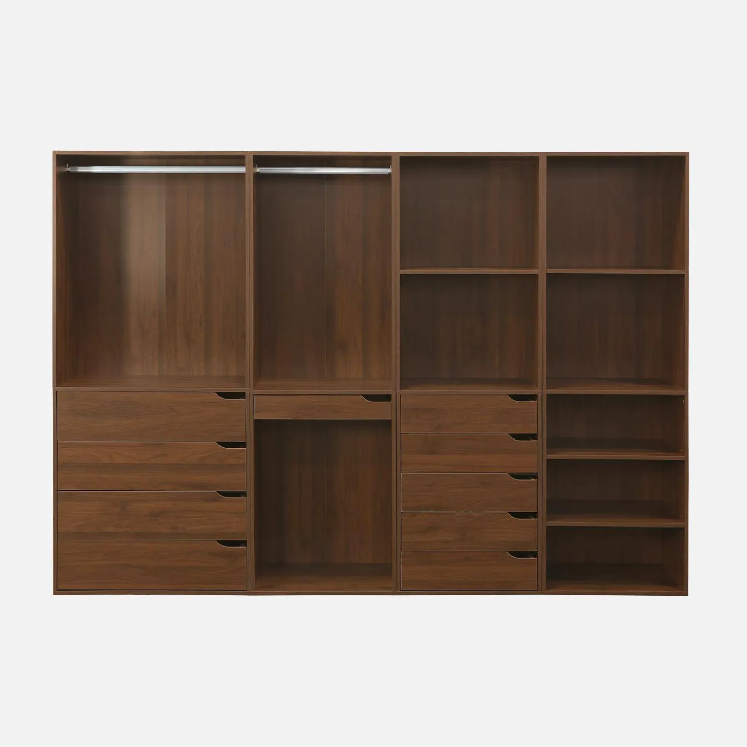 Open kledingkast 4 modulaire modules 9 lades hangruimtes vakken