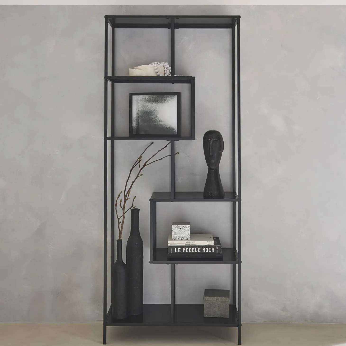 Open wandkast asymmetrisch 6 vakken metaal 77cm