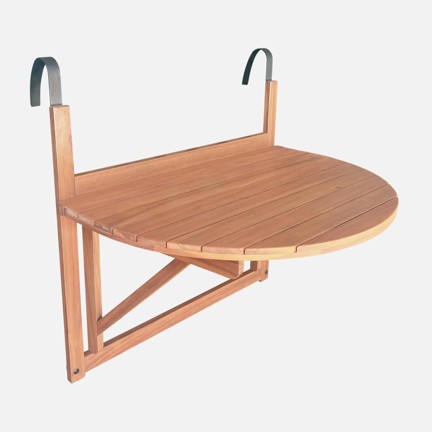 Opklapbare balkontafel hout half rond 70x50cm